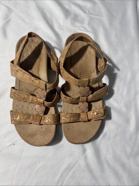 Vionic Amber Adjustable Orthotic Sandals Women’s Size 9 Cork Metallic Comfort